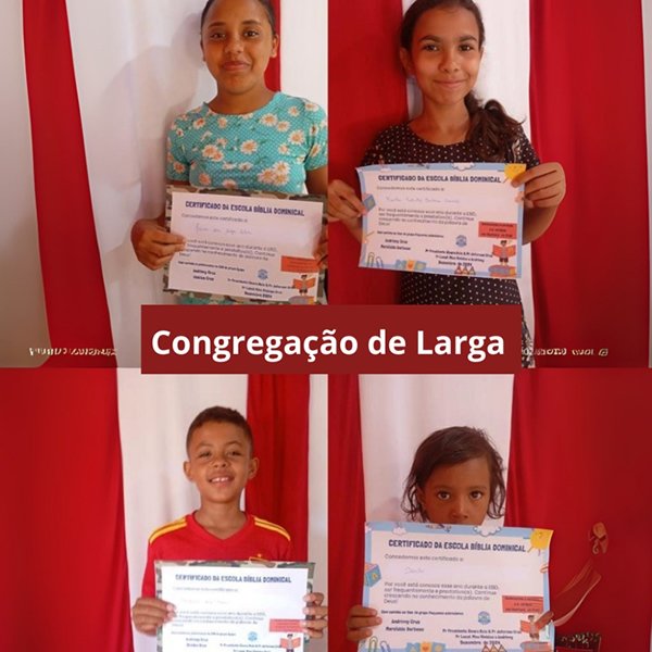 Evangelismo com crianças na congregação de Larga - Cruz e Graça